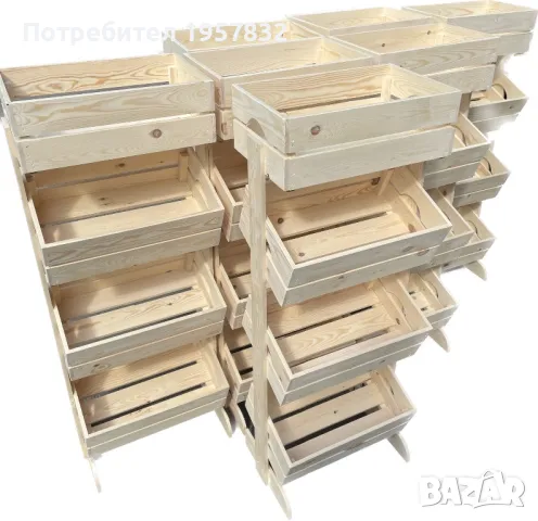 Стъпаловидни дървени стелажи за плод и зеленчук, снимка 10 - Стелажи и щандове - 48840955