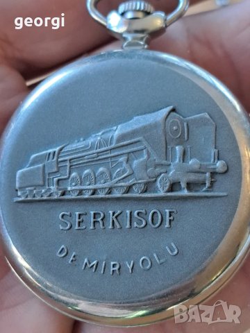 руски джобен часовник Serkisof 18 jewels с кюстек, снимка 7 - Мъжки - 49854080