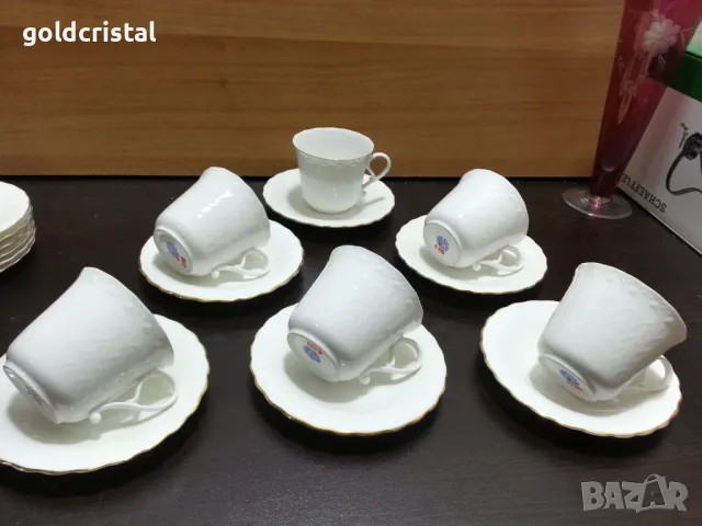 Стар български костен порцелан Бононя чашки за чай кафе, снимка 2 - Антикварни и старинни предмети - 48684019