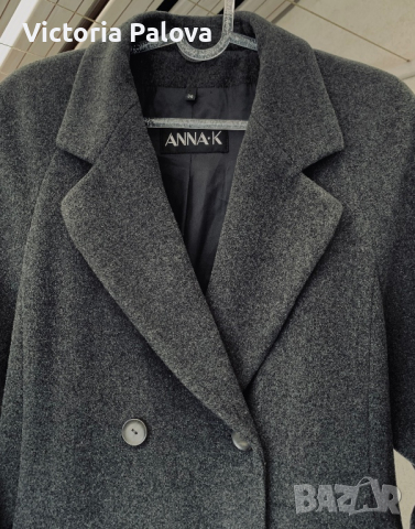 Дълго дизайнерско палто ANNA K вълна 80%, снимка 2 - Палта, манта - 44649815