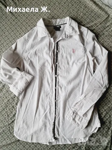 Бяла памучна риза U.S. Polo Assn