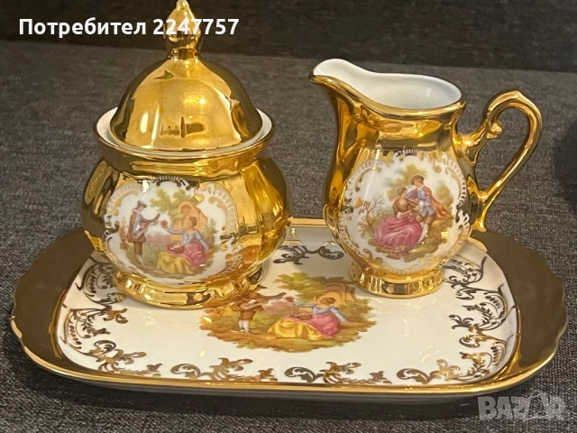 Бароков сервиз порцелан с 22 К злато, снимка 3 - Антикварни и старинни предмети - 52144597