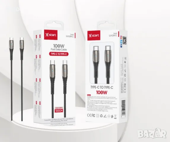 Кабел за бързо зареждане - SJX135CC, Type-C to Type-C - 100W, снимка 3 - Оригинални зарядни - 48476262