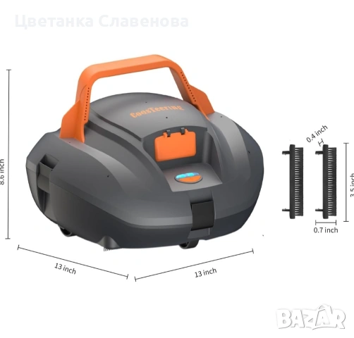 Мощна Безжична роботизирана прахосмукачка за басейн с 2 четки ,100 минути работа, снимка 9 - Прахосмукачки - 53298646
