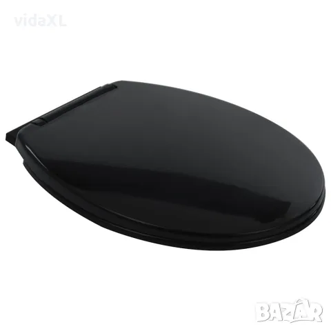 vidaXL Тоалетна без ръбове, 7 см допълнителна височина, бавно затваряне, керамика черна, снимка 8 - Тоалетни столове - 56146111