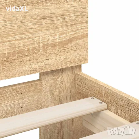 vidaXL Рамка за легло с табла и LED, дъб сонома, 120x200 см, снимка 10 - Спални и легла - 56146677