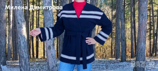 Кашмирено палто тип кимоно ръчна изработка , снимка 4 - Палта, манта - 48868146