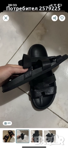 Чехли по модел на Hermes естествена кожа , снимка 2 - Чехли - 51747161