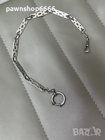 Сребърна верижка за джобен часовник, снимка 5 - Антикварни и старинни предмети - 51454898