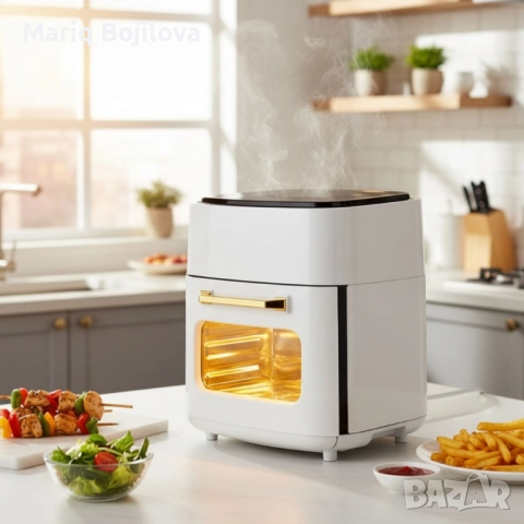 Електрически въздушен фритюрник (Air Fryer) 15L с тъч дисплей, снимка 4 - Печки, фурни - 51909694