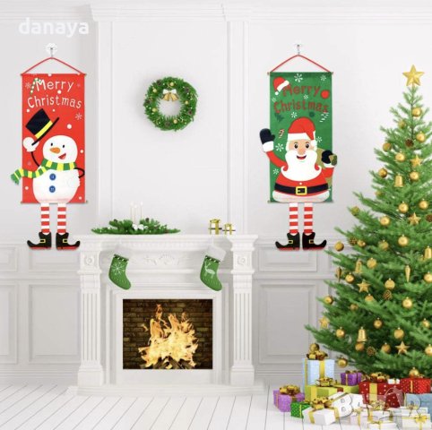 4199 Коледен банер за закачане с висящи крачета, 70 x 40 cm, снимка 4 - Декорация за дома - 42769626