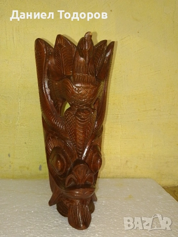 Стара Дървена Маска, Дърворезба - Орел и Дракон, снимка 14 - Антикварни и старинни предмети - 54236116