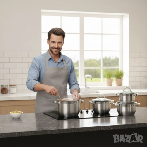 Комплект тенджери Cheffinger 8PCS – професионално качество у дома, снимка 4 - Съдове за готвене - 51975717