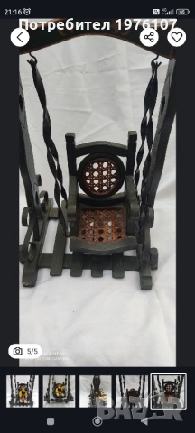 декоративна винтидж люлка с порцеланова кукла, снимка 4 - Декорация за дома - 51671419