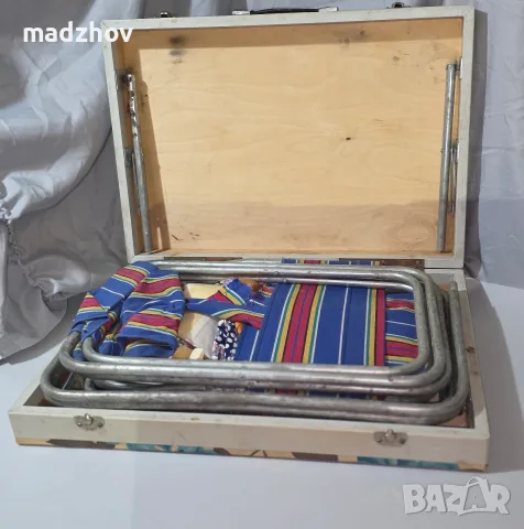 Винтидж къмпинг сгъваема маса и столове