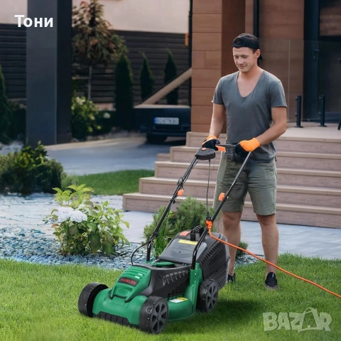 Електрическа косачка за трева 1600W – Лека и мощна, 32 см ширина, 30L кош, 3 нива на косене, снимка 4 - Градинска техника - 53941888