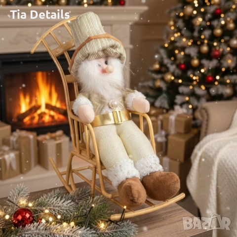 Декоративен Дядо Коледа с люлееща се шейна, снимка 1