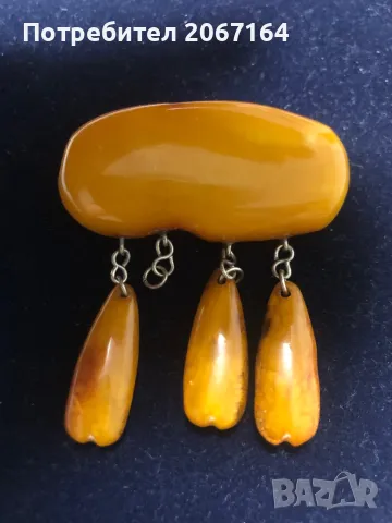 Стара кехлибарена брошка, снимка 2 - Колекции - 49509760