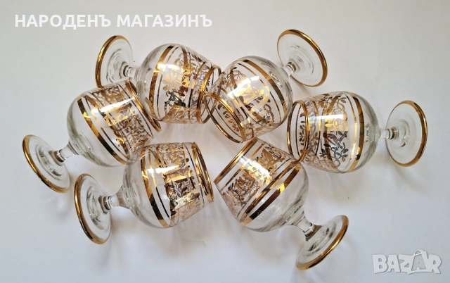 Нов немски златен сервиз чаши за ракия и аперитив – 6 броя, снимка 10 - Други ценни предмети - 54220190