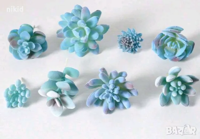 Цвете Цветя сукулент сукуленти кактус микс голям силиконов молд форма фондан шоколад декор украса, снимка 7 - Форми - 48264796