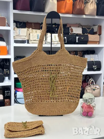 ръчно плетени плажни чанти ysl saint laurent 46x38см, снимка 5 - Чанти - 50407028