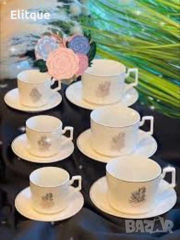 Луксозен олекотен  порцеланов комплект от 12 части, за вашия изискан стил . В два размера: Голям и м, снимка 3 - Чаши - 52894859