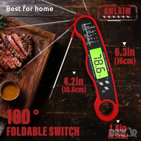Цифров термометър за готвене на месо  AWLKIM, снимка 3 - Друга електроника - 49762198