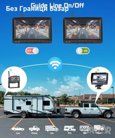Нова Безжична камера за заден ход + 7" HD монитор, нощно виждане, IP68, снимка 4 - Друга електроника - 49431660