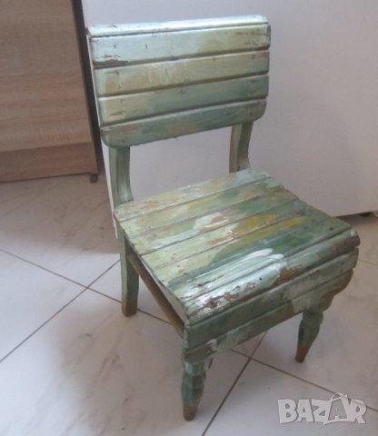 Старо детско дървено столче, стол за дете - стар, снимка 2 - Други - 31236565