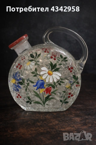 🌼 Винтидж стъклена гарафа  – 50-те години., снимка 2 - Антикварни и старинни предмети - 54101264