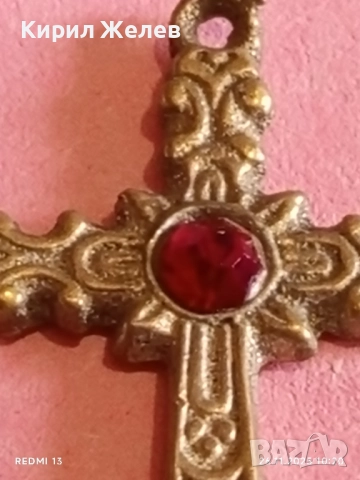 КРАСИВО ОРНАМЕНТИРАН КРЪСТ с КАМЪК РУБИН МНОГО КРАСИВ МОДЕН АКСЕСОАР 26304, снимка 3 - Други - 52545471