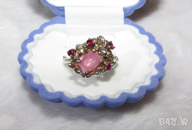 925 сребърен пръстен с камък рубин, снимка 1
