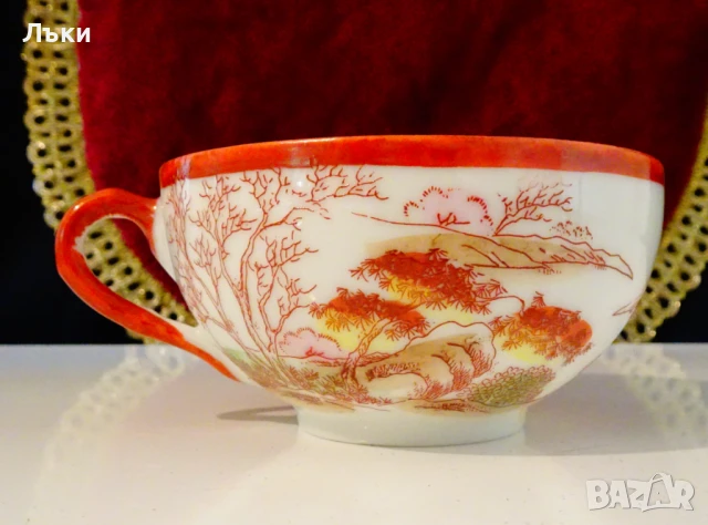 Чаша японски порцелан Kutani,яйчена черупка. , снимка 4 - Антикварни и старинни предмети - 51230385