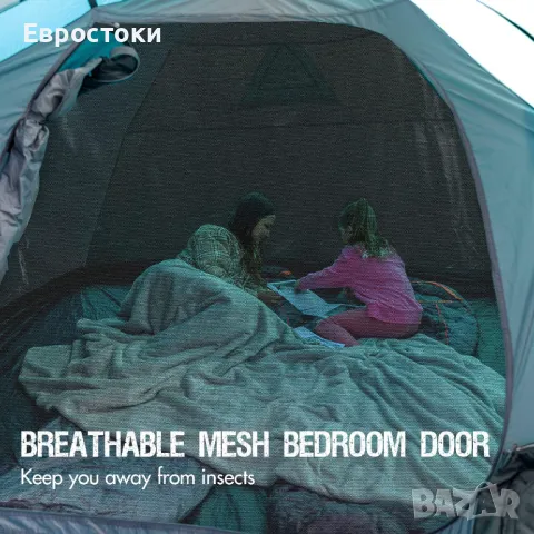 Portal Zeta 4 лека куполна палатка за 4 души с веранда, палатка за къмпинг със защитна покривка, снимка 5 - Палатки - 50087770