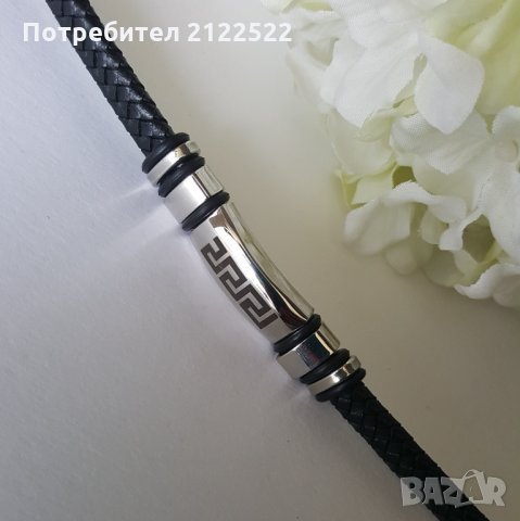 Мъжки гривни - кожа и стомана, снимка 3 - Гривни - 30930196