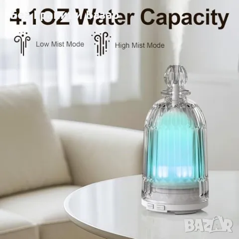 Нов Ултразвуков дифузер за масла и овлажнител 120 мл, LED лампа, тих режим, снимка 4 - Други стоки за дома - 49484592