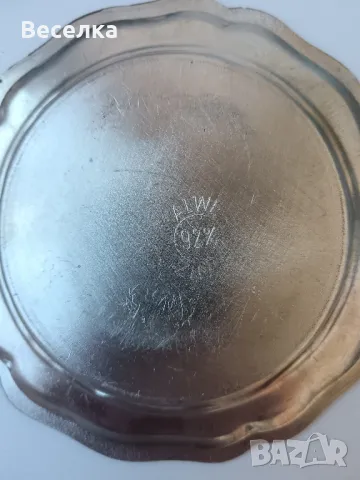 6 бр. калаени чинийки с порцеланови плочки, снимка 5 - Антикварни и старинни предмети - 49890212