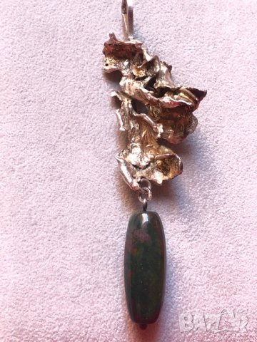 Невероятен медальон от необработено сребро с камък “Кръвта на Христос”, снимка 5 - Колиета, медальони, синджири - 29352523