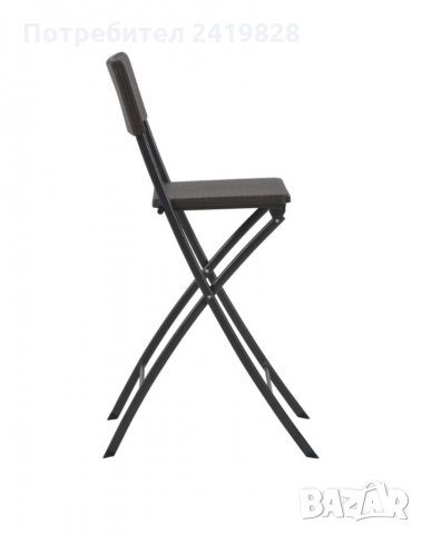 Сгъваеми бар столове, 2 бр, HDPE и стомана, кафяви, ратанов вид, снимка 4 - Столове - 35174947