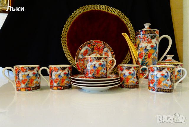 Чаша с чиния японски порцелан Eiwa Kinsei,злато,пауни. , снимка 11 - Антикварни и старинни предмети - 37925311