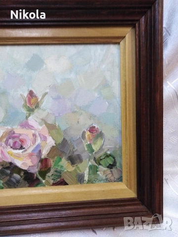 Цветя - Авторска картина на худ. Йохан Радев, снимка 3 - Антикварни и старинни предмети - 51999019