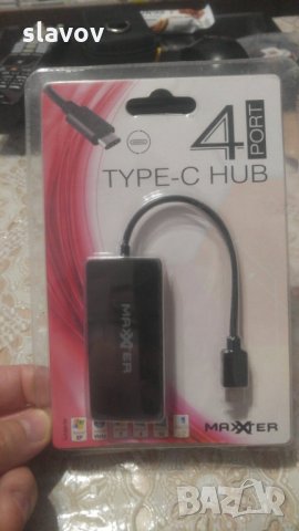 USB HUB TYPE C - 4 ПОРТА, снимка 1 - USB кабели - 29980174