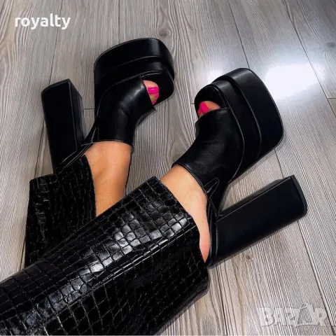 Чехли на ток - черна кожа, снимка 2 - Чехли - 50072402