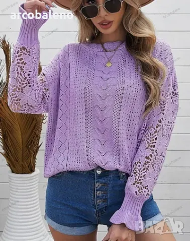 Дамски пуловер с дълъг ръкав с изрязани венчелистчета, 8цвята , снимка 6 - Блузи с дълъг ръкав и пуловери - 39343439