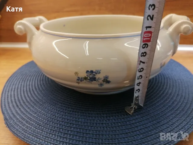 Порцеланов супник  с декор незабравки произведен в Китка, снимка 6 - Чинии - 50058395