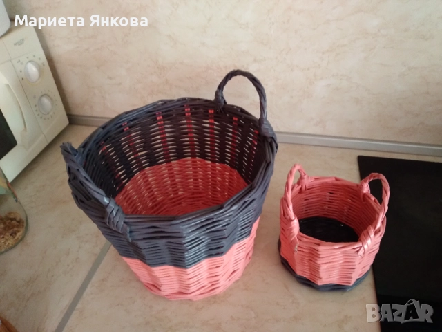 Комплект ръчно плетени панери за съхранение и декорация , снимка 2 - Декорация за дома - 46842871