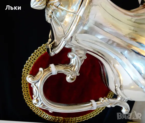 Посребрена кана 1.5 кг.,уникален дизайн,барок. , снимка 3 - Антикварни и старинни предмети - 50259768