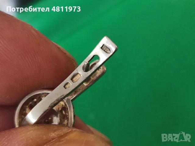 Сребърни обеци със златни елементи 0,875, снимка 5 - Обеци - 56115879