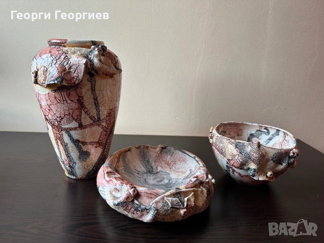 Комплект авторски порцеланови съдове, снимка 7 - Вази - 52404773