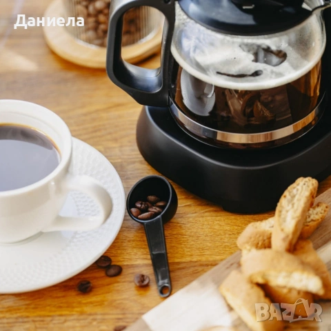 Компактна черна кафеварка 600W – 0.6L, поддържане на топлина и антикапкова система, снимка 6 - Кафемашини - 54286590